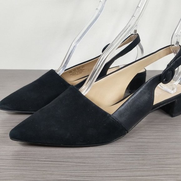Franco Sarto Vellez Slingback kitten heel Pumps, Black Suede, Womens Size 7.5 - Picture 3 of 11